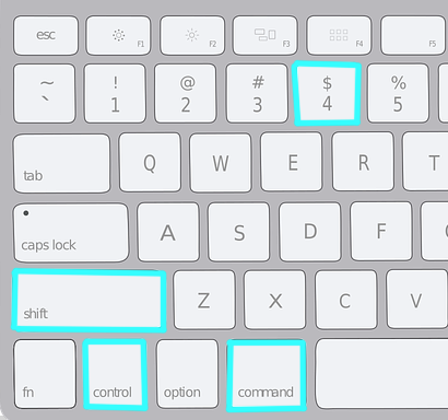 image highlighting the shift, control, command, and number 4 keys on a mac keyboard